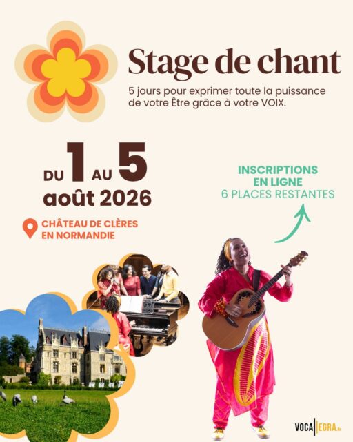 Combien de fois tu t’es dit :
"J’aimerais chanter, mais je n’ose pas..."
"Et si je n’étais pas assez bon.ne ?"
"Et si ma voix n’était pas à la hauteur ?"
STOP. 🚫
Et si, au lieu de douter, tu venais essayer ?
👉 Du 1er au 5 août, je t’emmène à Clères, en Normandie, pour un stage intensif et libérateur.
5 jours pour :
🔥 Lâcher les blocages
🌈 Retrouver ta voix authentique
🎤 Explorer des chants du monde et des pratiques vocales puissantes
🌿 Plonger dans une nature qui te soutient
💛 Repartir aligné.e, vivant.e et inspiré.e
Ce stage, c’est une pause sacrée, une renaissance vocale et artistique.
Tu y as ta place, même si tu doutes. Surtout si tu doutes ✨
📍 Clères (à 30 min de Rouen)
📆 Du 1er au 5 août
🎟 Toutes les infos & réservation ici : https://dominiquesylvain.vocallegra.fr/stage-ete-cleres
#Stage #Chant #Artiste #Voix #Musique #été #Nature #Chanson #Vocalise